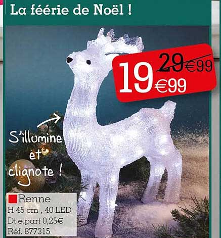 renne h. 45 cm, 40 led