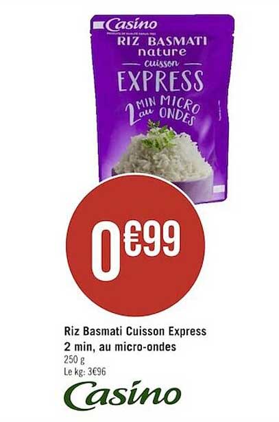 riz basmati cuisson express 2 min, au micro-ondes