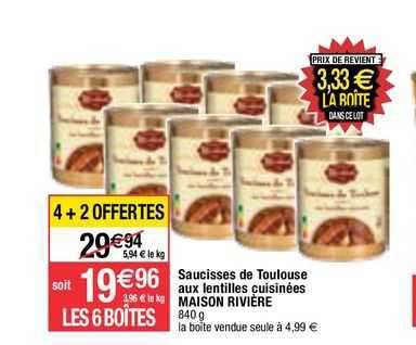 Saucisses De Toulouse Aux Lentilles Cuisinées Maison Rivière