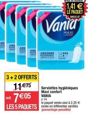 serviettes hygiéniques maxi confort vania