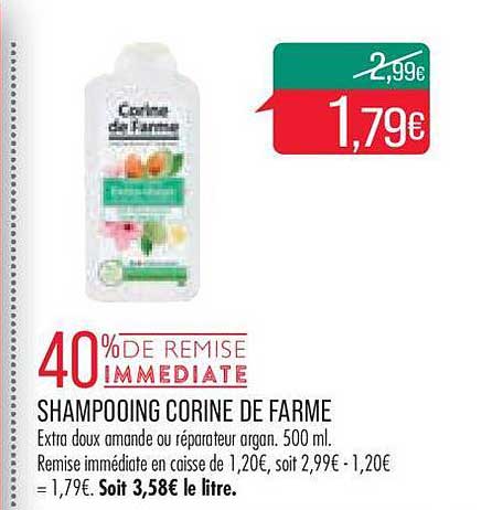 shampooing corine de farme 40% de remise immédiate