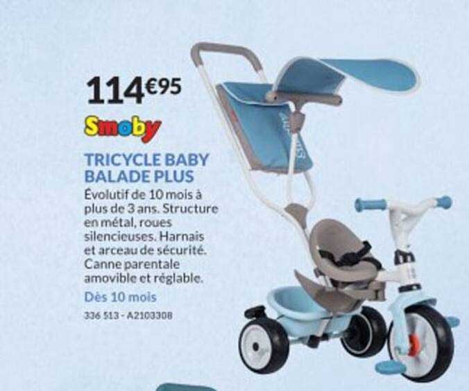 smoby tricycle baby balade plus