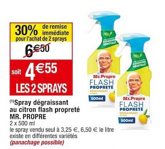 spray dégraissant au citron flash propreté mr. propre