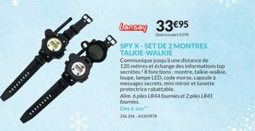 spy x - set de 2 montres talkie-walkie lansay