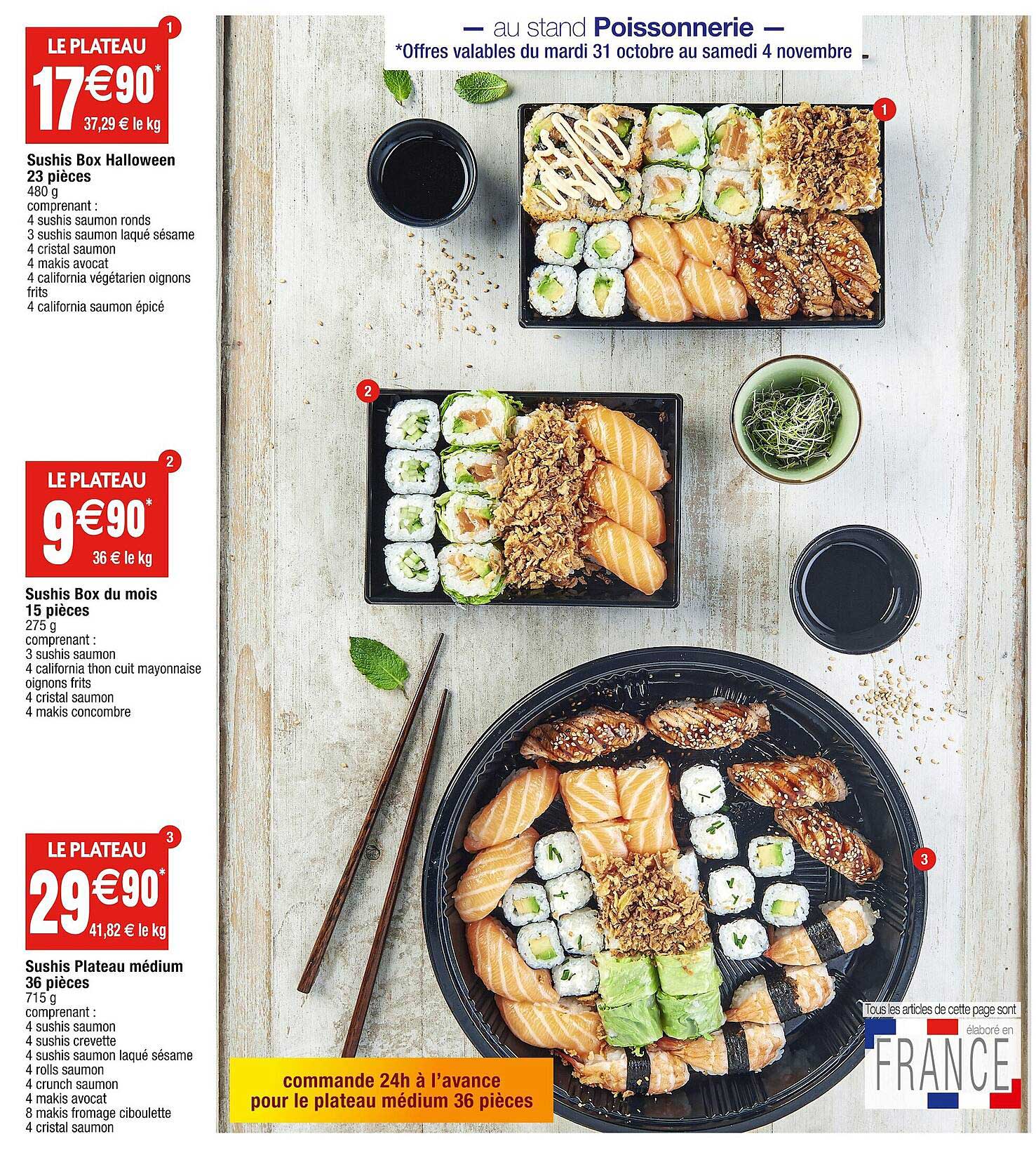 Sushis Box Halloween 23 Pièces, Sushis Box Du Mois 15 Pièces, Sushis Plateau Médium 36 Pièces