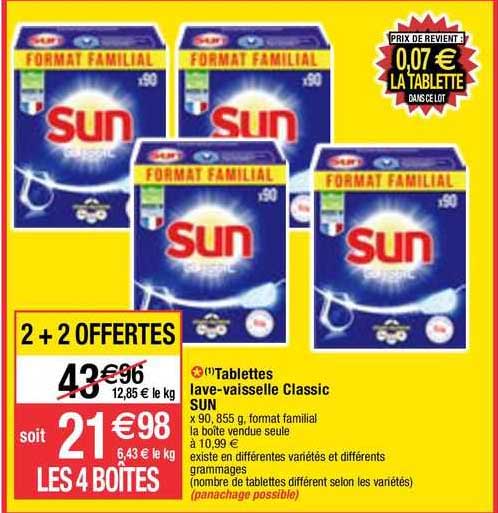 tablette lave-vaisselle classic sun