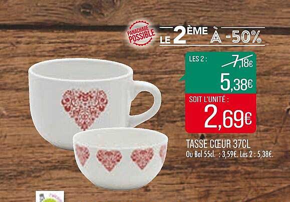 Tasse Cœur 37cl Le 2ème à -50%