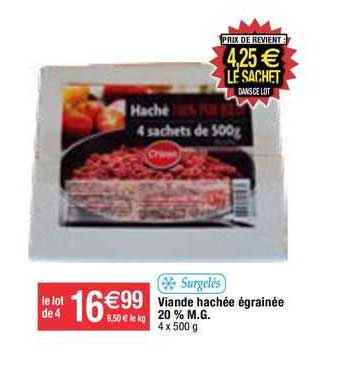 viande hachée égrainée 20% m.g.