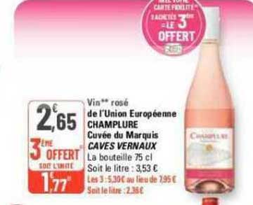 vin rosé de l'union européenne champlure cuvée de marquis caves vernaux