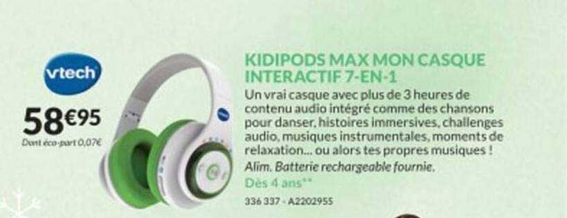 vtech kidipods max mon casque interactif 7-en-1