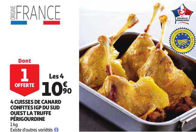 4 cuisses de canard confites igp du sud ouest la truffe périgourdine