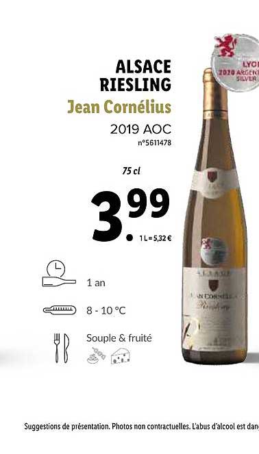alsace riesling jean cornélius  2019 aoc
