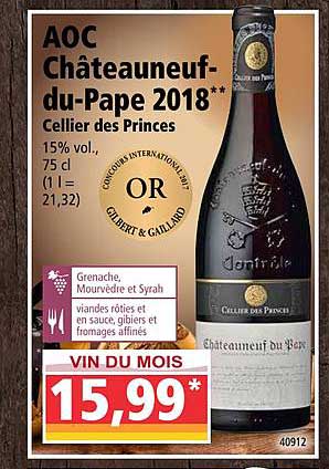 aoc châteauneuf du pape 2018 cellier des princes