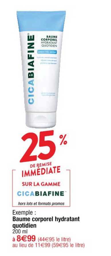 baume corporel hydratant quotidien cica biafine