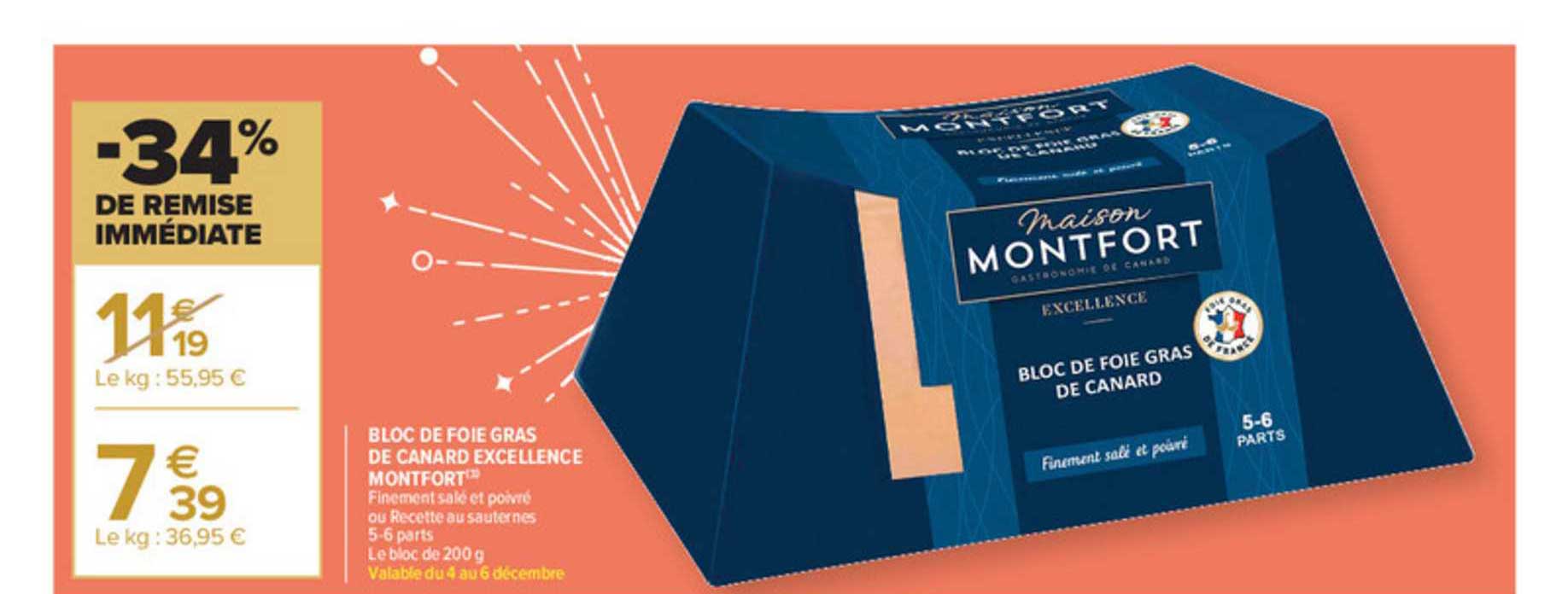 Bloc De Foie Gras De Canard Excellence Montfort