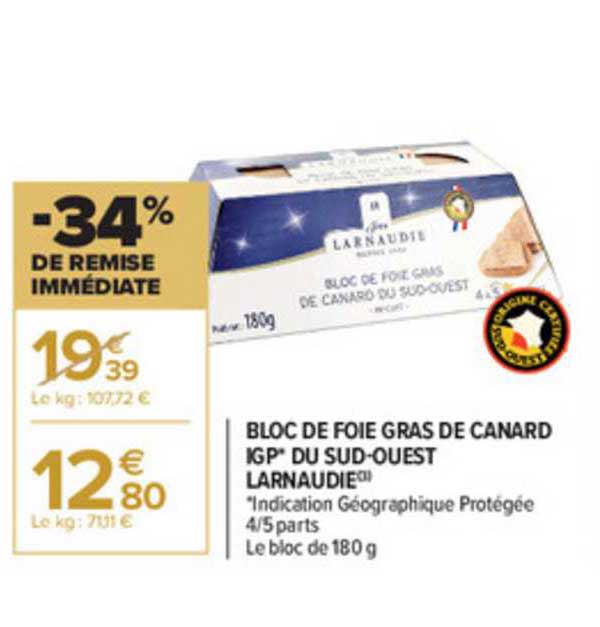 bloc de foie gras de canard igp du sud-ouest larnaudie