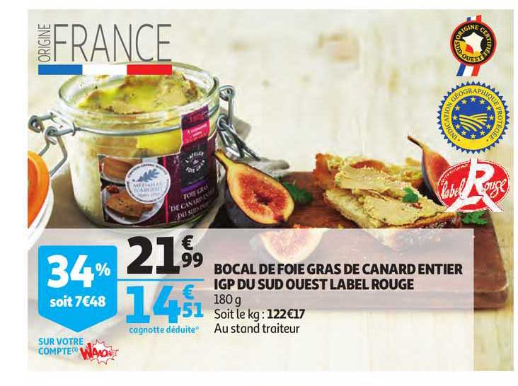 bocal de foie gras de canard entier igp du sud ouest label rouge