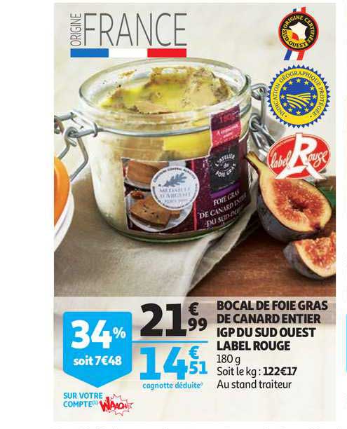 bocal de foie gras de canard entier igp du sud ouest label rouge