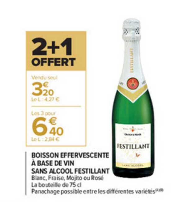 Boisson Effervescente à Base De Vin Sans Alcool Festillant