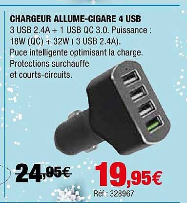 chargeur allume cigare 4 usb