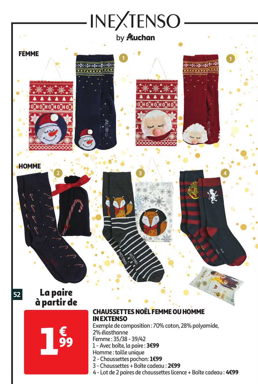chaussettes noël femme ou homme in extenso