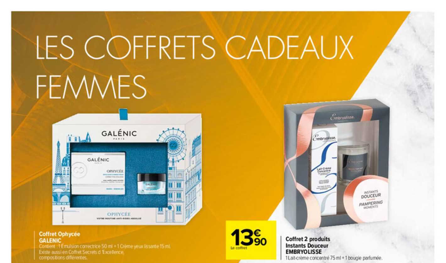 coffret ophycée galenic, coffret 2 produits instants douceur embryolisse