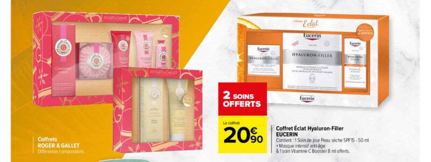 coffrets roger & gallet, coffret éclat hyaluron filler eucerin