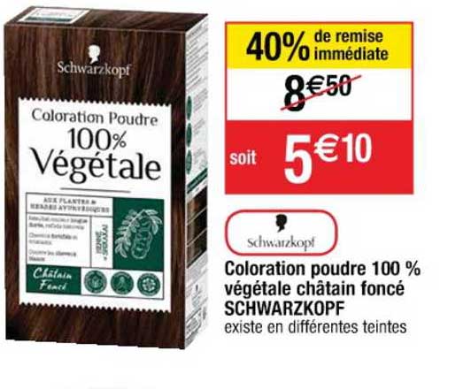 coloration poudre 100% végétale châtain foncé schwarzkopf