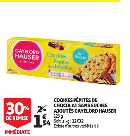 cookies pépites de chocolat sans sucres ajoutés gayelord hauser