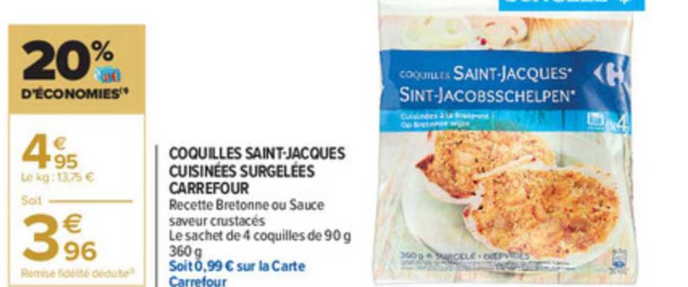 coquilles saint jacques cuisinées surgelées carrefour