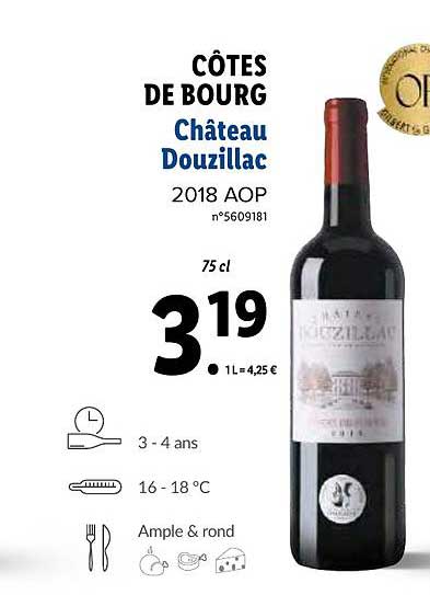 côtes de bourg château douzillac 2018 aop