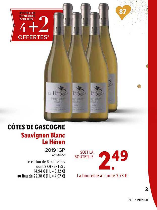 côtes de gascogne sauvignon blanc le héron