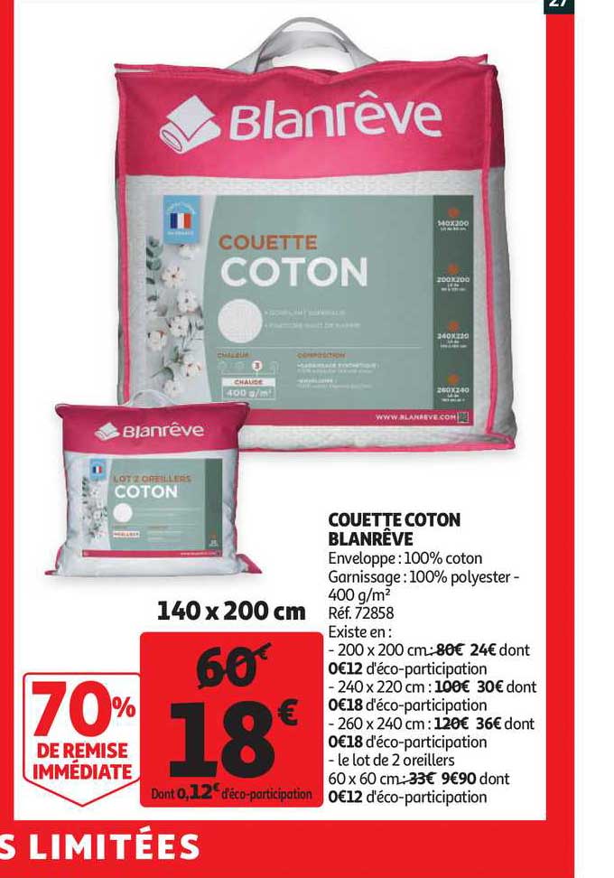 Couette Coton Blanrêve