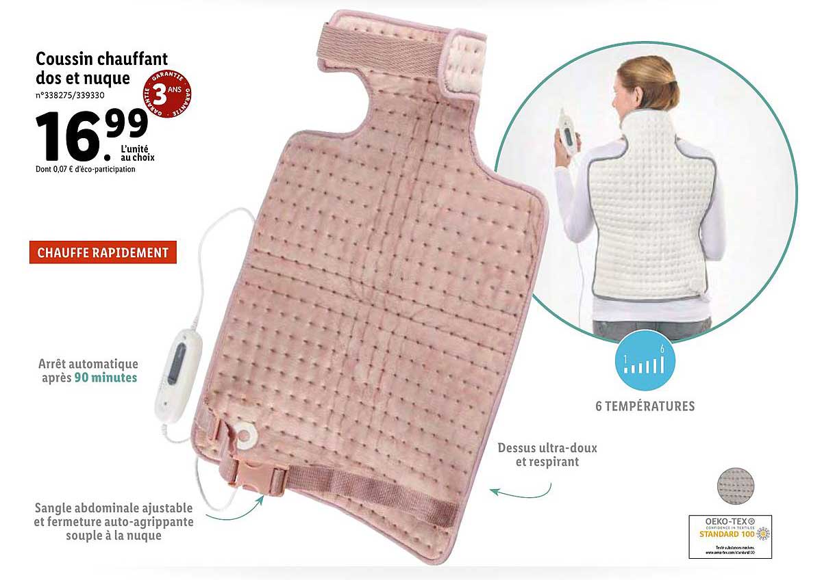 coussin chauffant dos et nuque