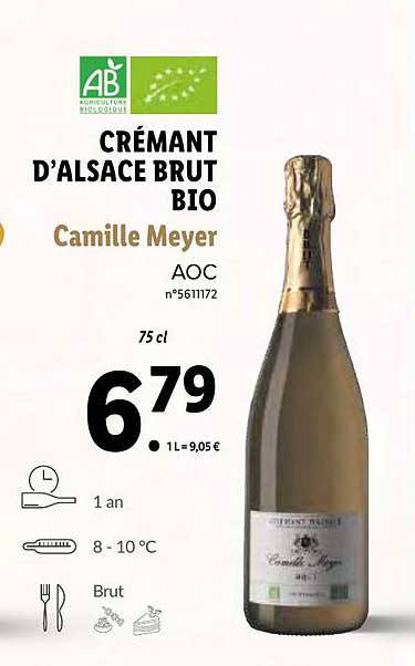 crémant d'alsace brut bio camille meyer aoc