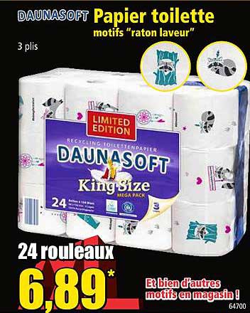 daunasoft papier toilette motifs "raton laveur"