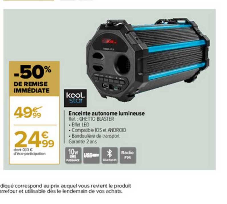 enceinte autonome lumineuse kool star