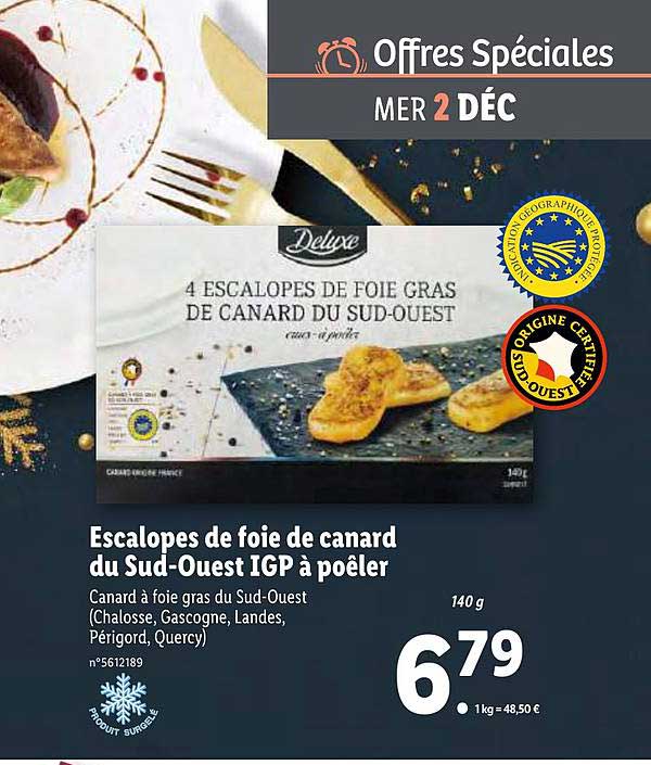 escalopes de foie de canard du sud-ouest igp à poêler