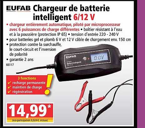 Eufab Chargeur De Batterie Intelligent 6 12 V