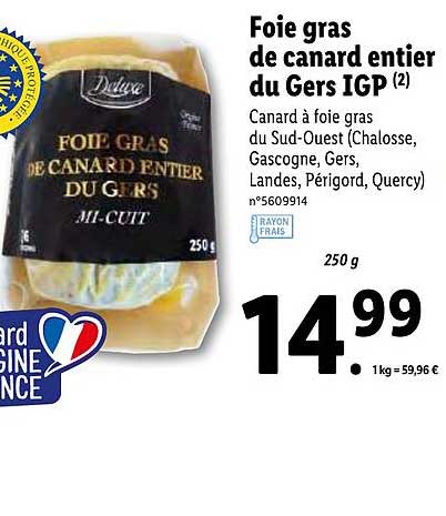 Foie Gras De Canard Entier Du Gers Igp