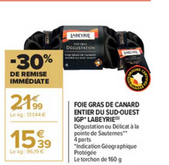 foie gras de canard entier du sud-ouest igp labeyrie