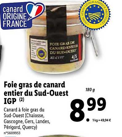 foie gras de canard entier du sud-ouest igp