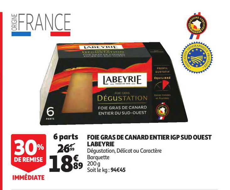 foie gras de canard entier igp sud ouest labeyrie