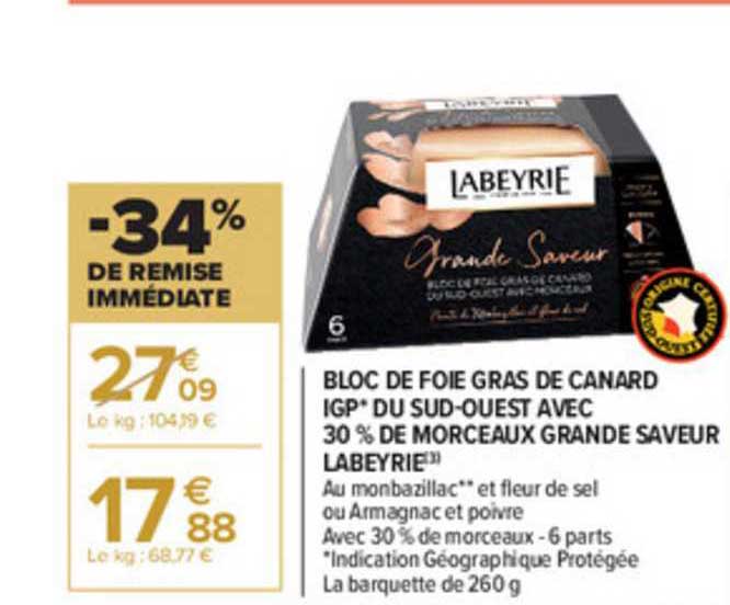 Foie Gras De Canard Igp Du Sud-ouest Avec 30% De Morceaux Grande Saveur Labeyrie