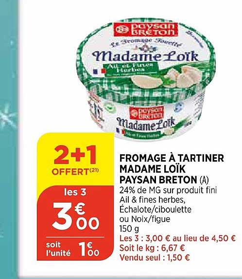 fromage à tartiner madame loïk paysan breton