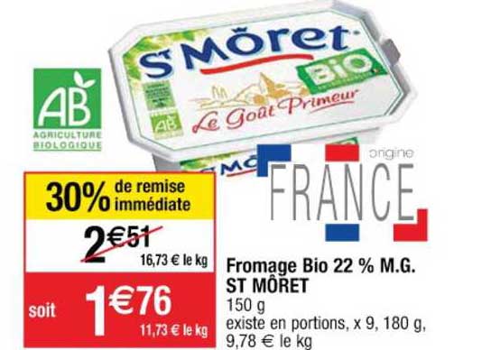 fromage bio 22% m.g. st môret
