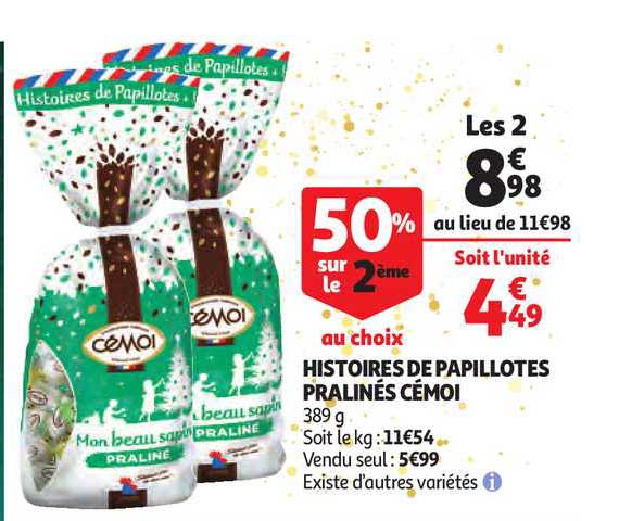 histoires de papillotes pralinés cémoi