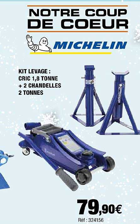 Kit Levage Cric 1,8 Tonn + 2 Chandelles 2 Tonnes Michelin