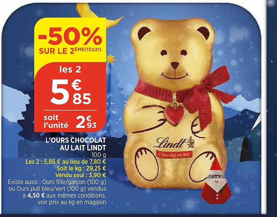l'ours chocolat au lait lindt