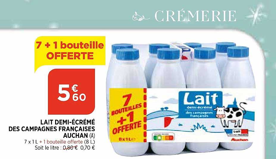 lait demi écrémé des campagnes françaises auchan